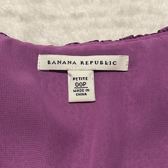 Banana Republic Womens Printed Ruffle Neck Sleeveless Blouse V-Neck Lined SZ 00 - Picture 5 of 12